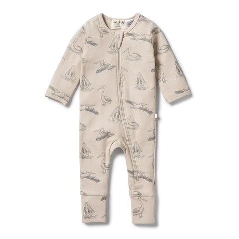 Organic Ribbed Zipsuit with Feet | Little Pelican