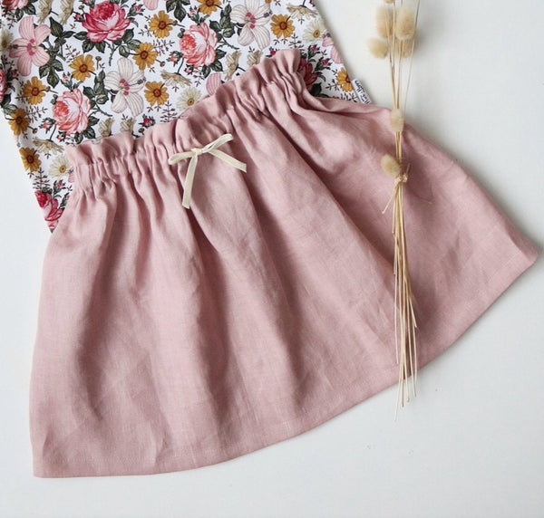 Ruffle Skirt | Dusky Pink Linen | Handmade