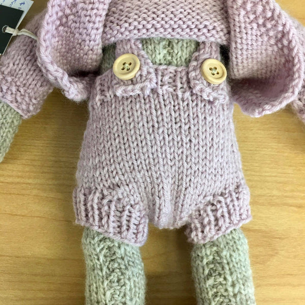 Frankie Folk | NZ Hand Knitted | Oatmeal with Removable Pink Clothing